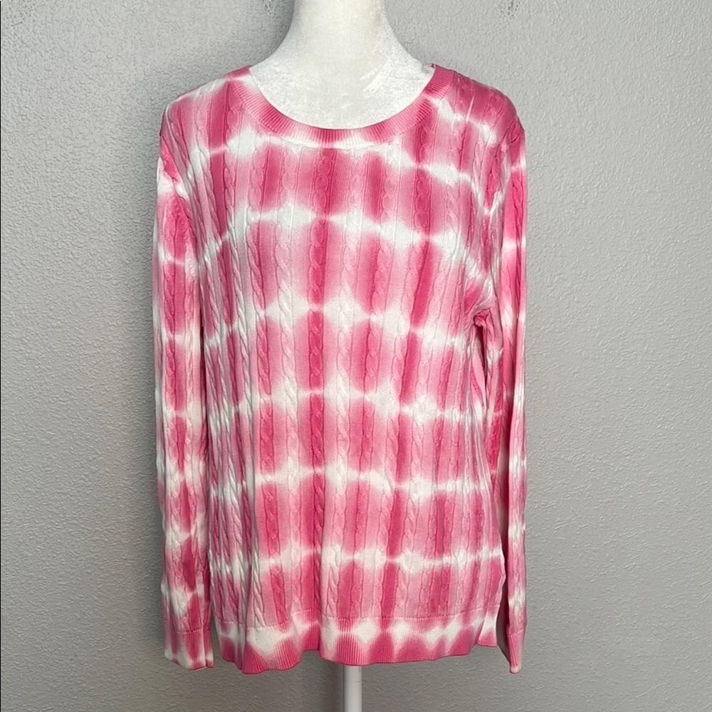 Talbots Pink Tie Dye Sweater Size Large Petite